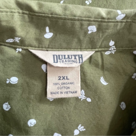 DULUTH TRADING CO Green and White Vegetable Garden Button Up Top 2XL Sleeveless - Picture 10 of 12